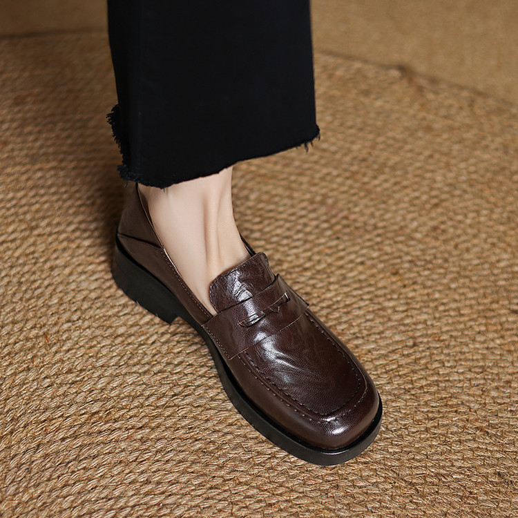 Deep Mouth Flat Shoes Korean Style Sheepskin Slip-On Women's